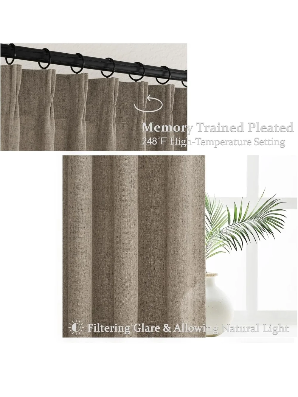 Neutral Taupe Blackout Thermal Curtain Panel - Pack of 2